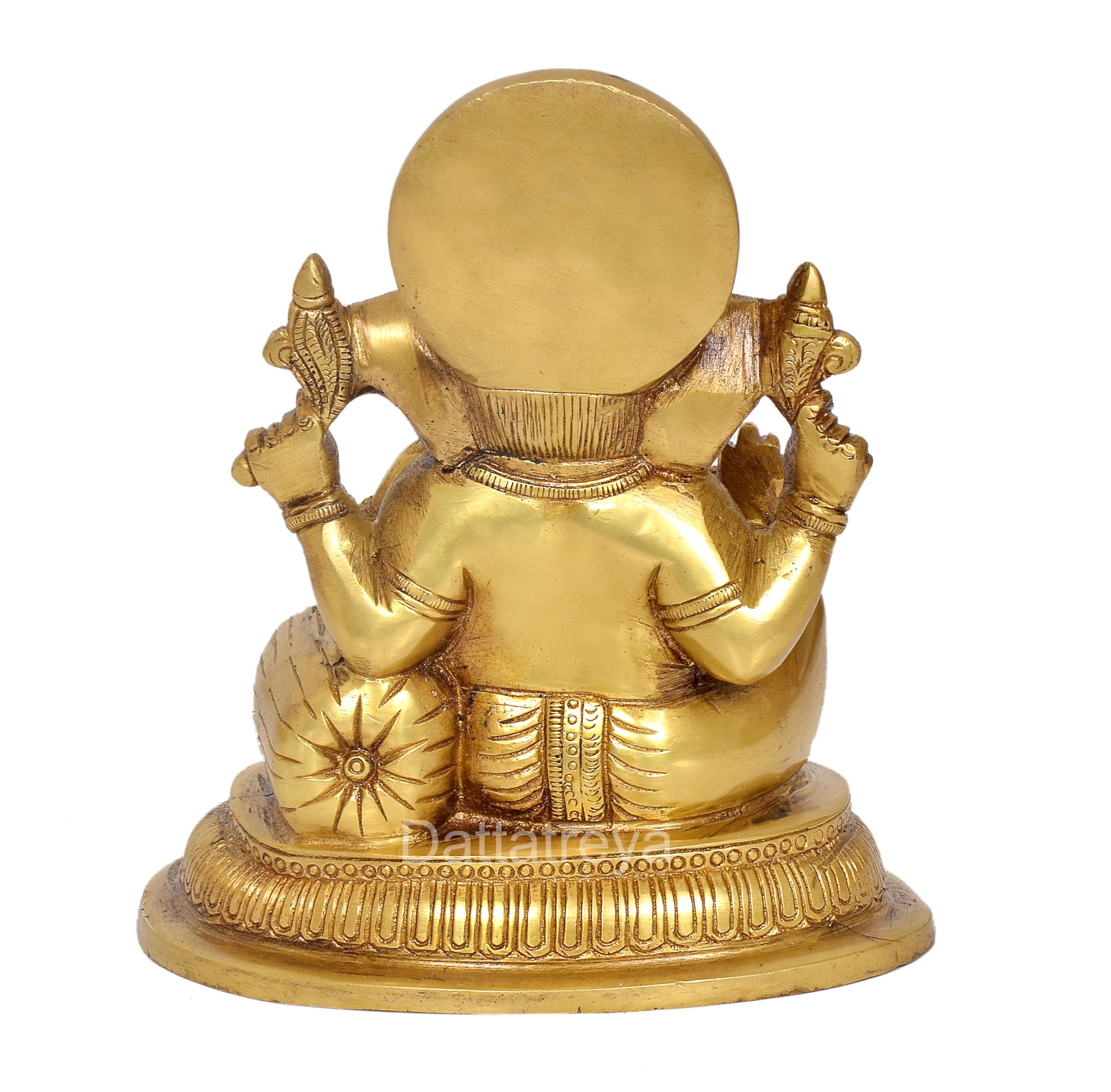 Dattatreya Brass Lord Ganesha Religious Statue Idol Ganesh Murti Home Decor Office Puja Mandir (Height 7.5 Inch)
